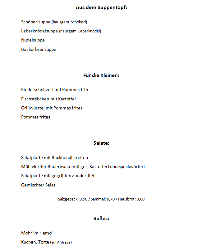 Speisekarte